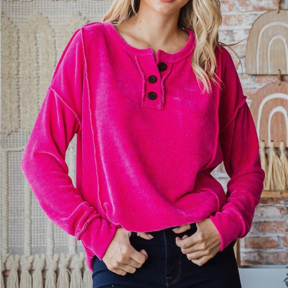 Pink Chenille Sweater Top